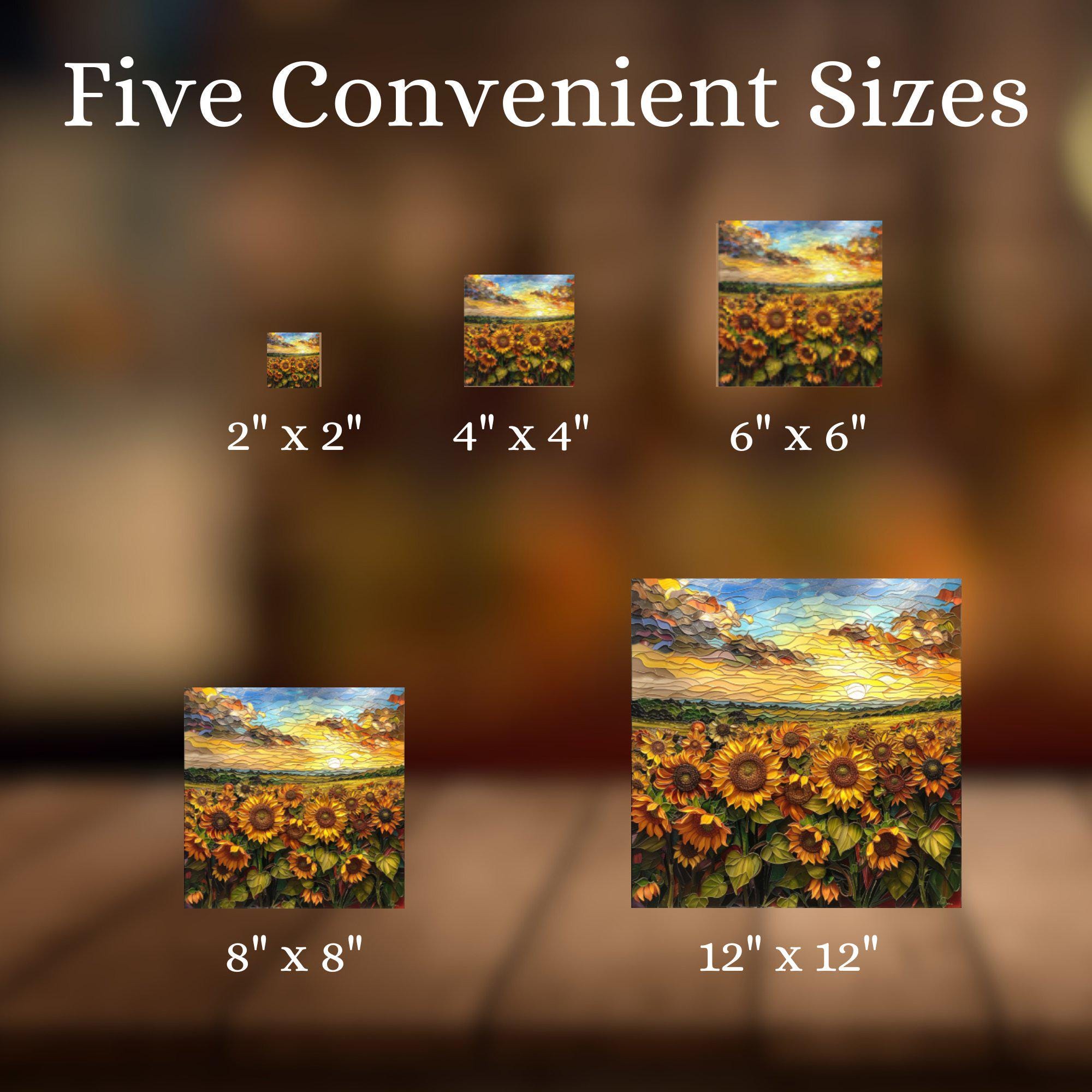 Sunflower field Ceramic Art Tile Stained Glass Look Glossy Bookshelf Book Nook Wall Decor Gift for Her Christmas