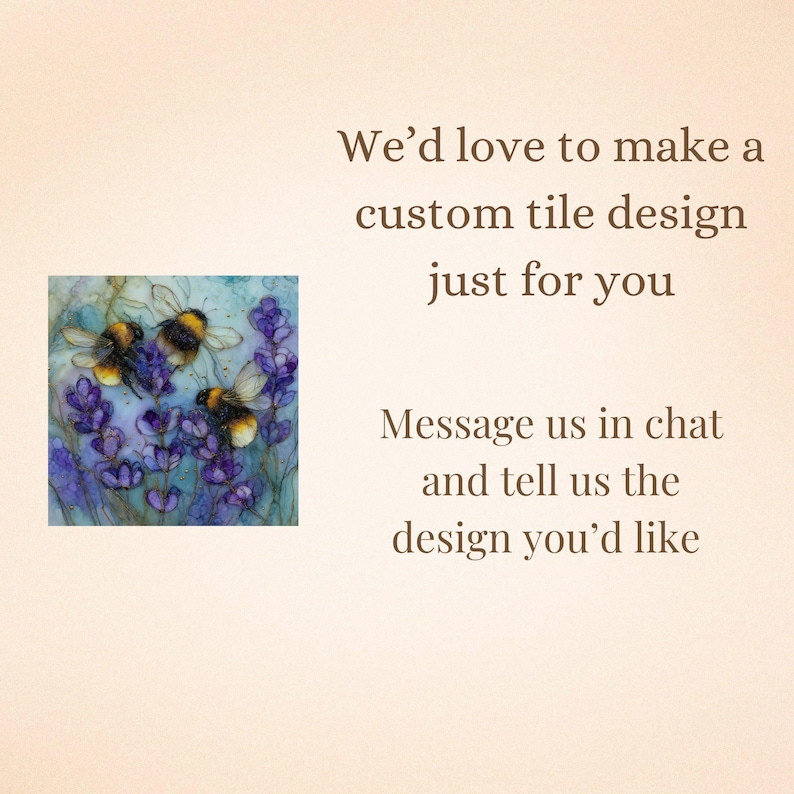 Custom Floral Tile Design, Bee and Flower Art, Personalized Home Decor, Unique Wall Art, Handmade Ceramic Tile, Housewarming Gift