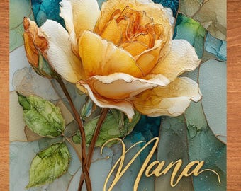 Nana June Rose Ceramic Art Tile Customized with Birth Month Flower and Personalized with Grandmother Name Gift