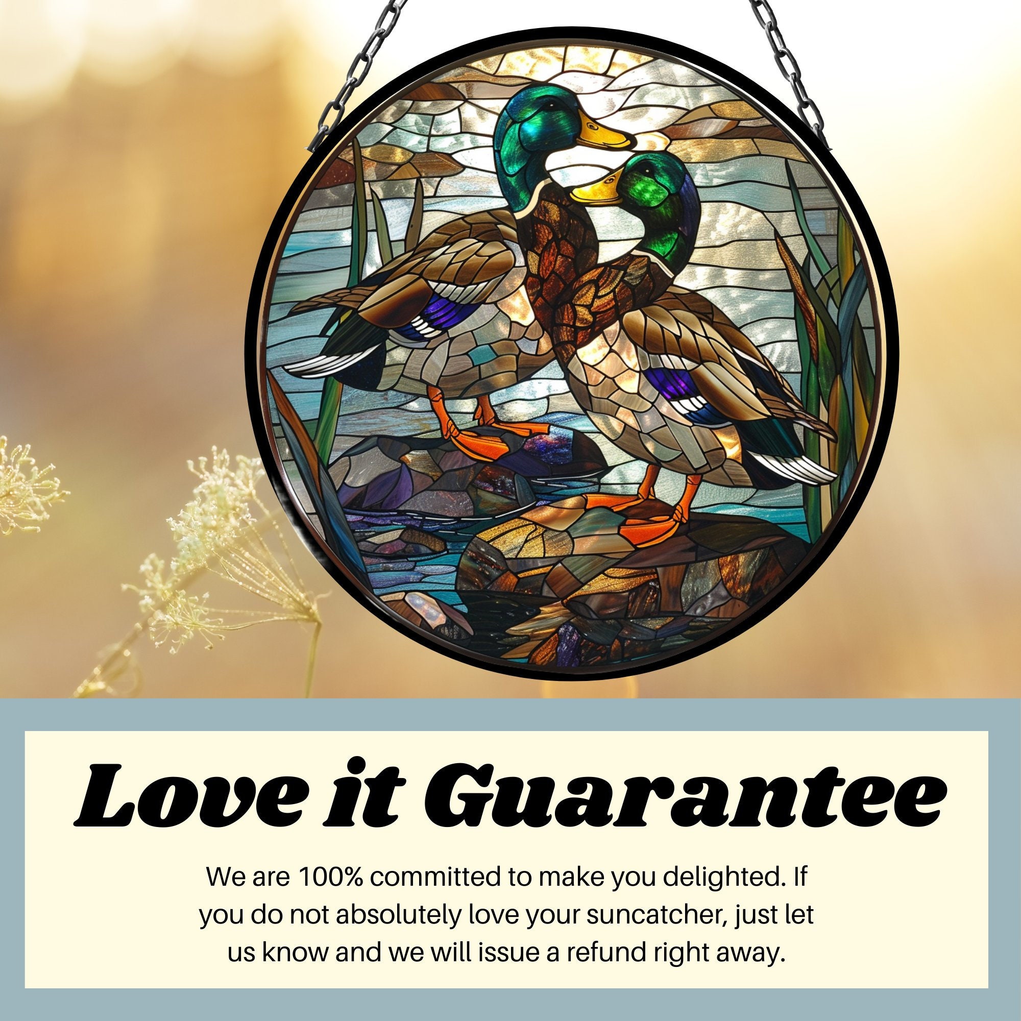 Mallard Ducks Suncatcher for Window Decor Gift for Mothers