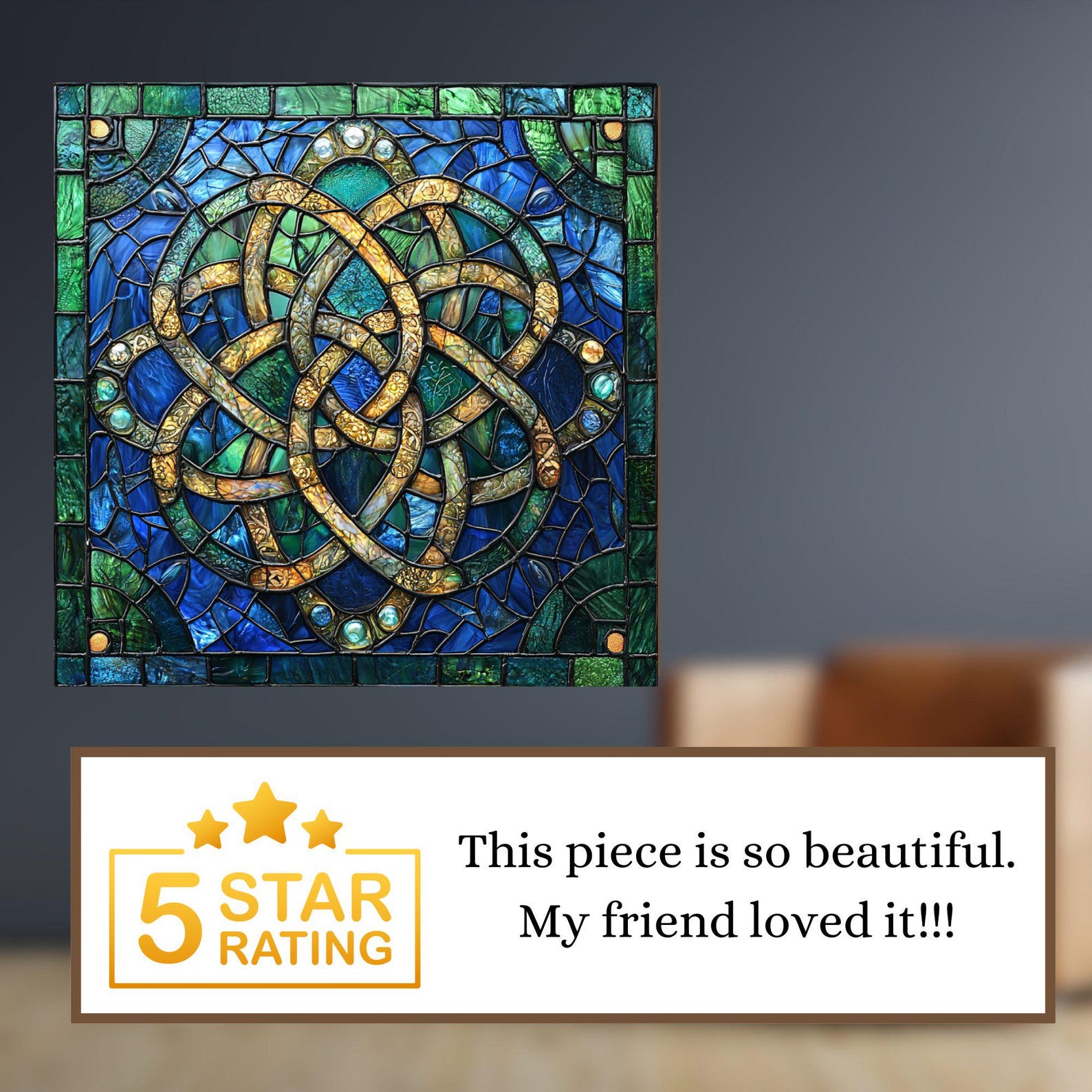 Celtic Pattern Ceramic Art Tile Decor for Kitchen Bedroom Bookshelf ...