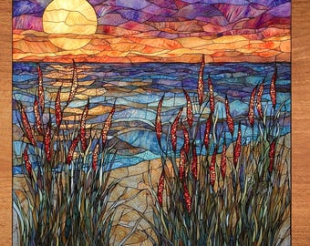 Sea Oats Ceramic Tile Art Book Nook Bookshelf Coffee Table Wall Decor Gift for Her Mom Wife Grandma Housewarming