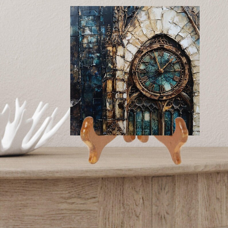 Gothic Clock Bookshelf Decore Beautiful Ceramic Art Tile Dark Academia ...