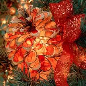 Frosted Pinecone Stained Glass Ceramic Tile | Christmas Wall Art | Holiday Gift