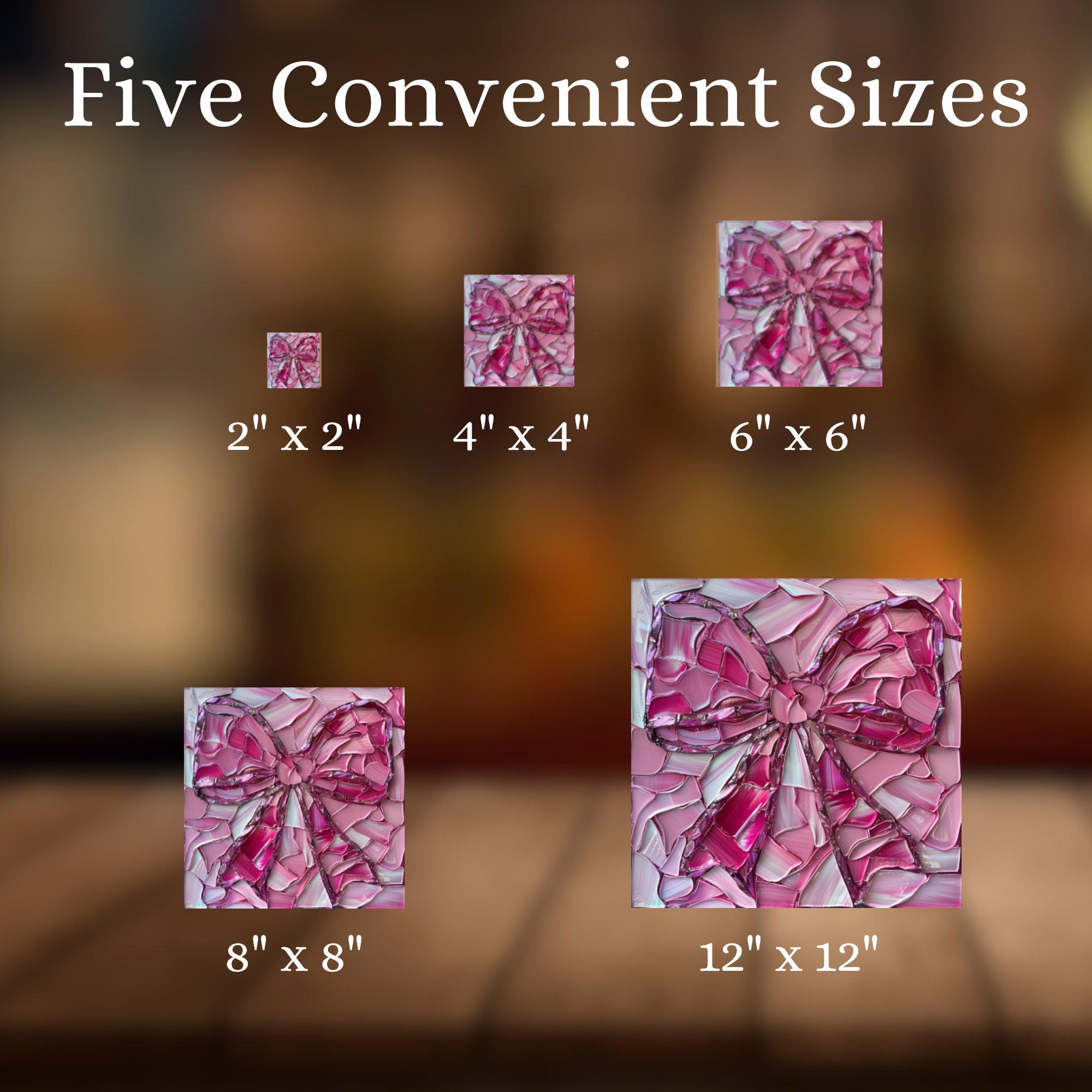 Coquette Pink Bow Ceramic Art Tile Stained Glass Look Glossy Bookshelf Book Nook Wall Decor Gift for Her Christmas