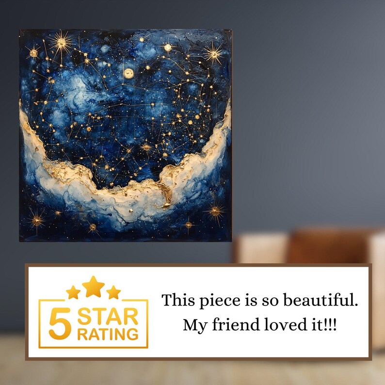 Starry Night Mystery Bookshelf Decore Beautiful Ceramic Art Tile Dark ...