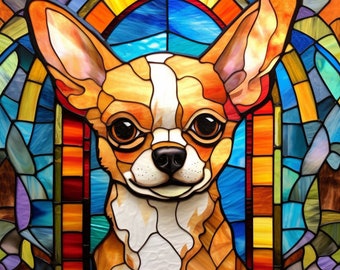 Chihuahua Stained Glass Window Chihuahua Lover Window Film Chihuahua Stained Glass