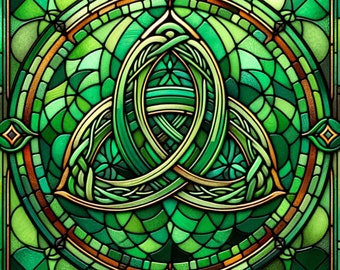 Rich green Trinity knot Stained Glass Window Cling to celebrate Saint Patrick's Day Irish Heritage St Patty Party