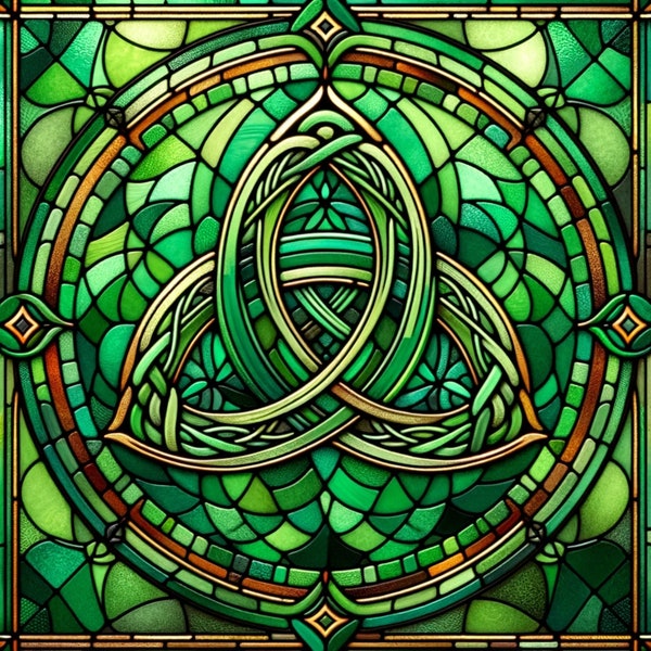 Rich green Trinity knot Stained Glass Window Cling to celebrate Saint Patrick's Day Irish Heritage St Patty Party