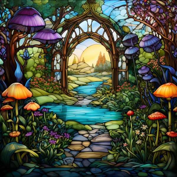 Fairy Garden Stained Glass Window Cling Window Decal Sticker Reusable Window Cling Arful Window Decor