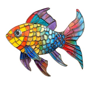 Rainbowfish Stained Glass Window Cling Window Sticker Decal - No ...