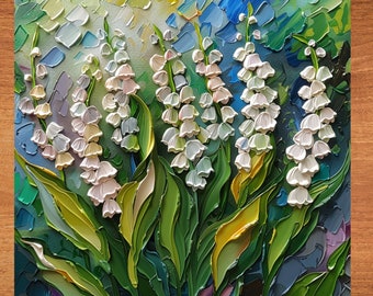 Lily of the Valley May Stained Glass Look Art on Glossy Ceramic Tile Tileful Artful Display Piece and Gift