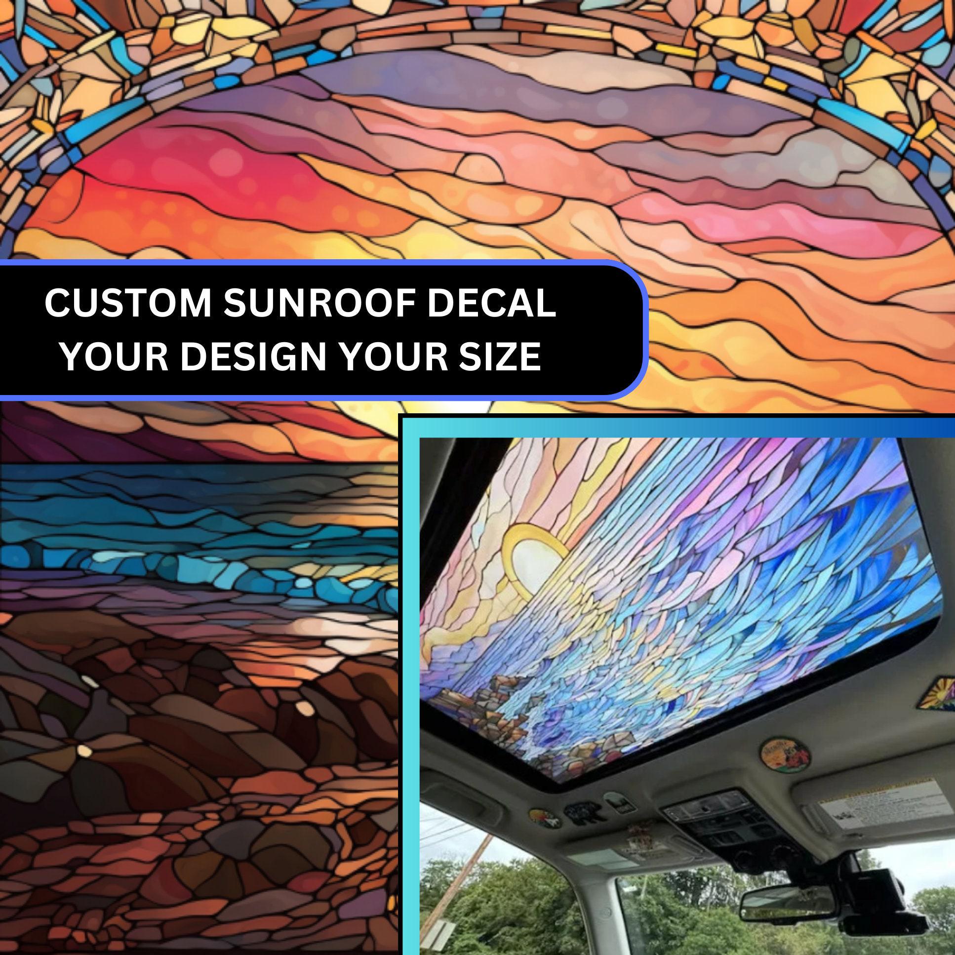 Custom Car Sunroof Window Cling Decal Custom Size and Picture Vinyl Window Cling No Adhesive Required