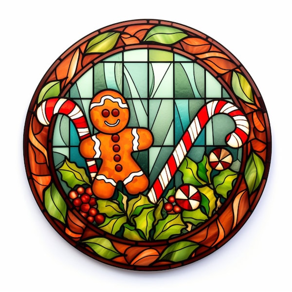 Stained Glass Window Cling Candy Cane Etsy