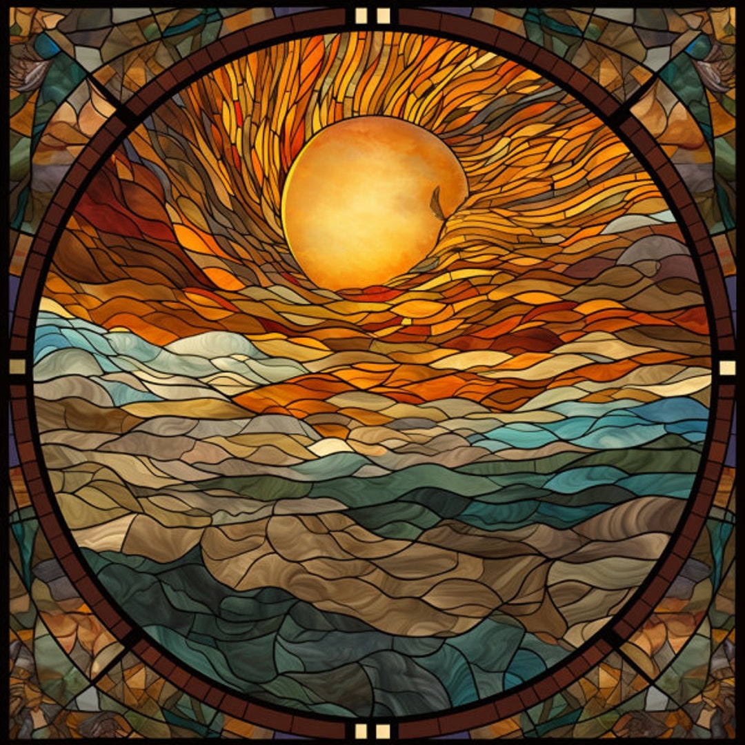 Stained Glass Brown Sky Window Cling Brown Sky Stained Glass Vinyl