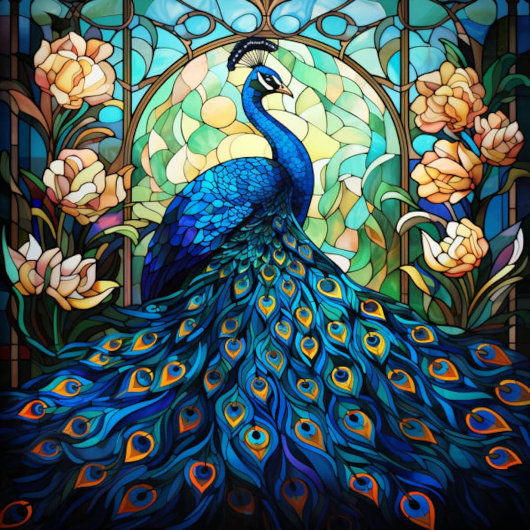 Peacock Stained Glass Window Cling Peacock Faux Stained Glass Window Film Peacock Window Sticker