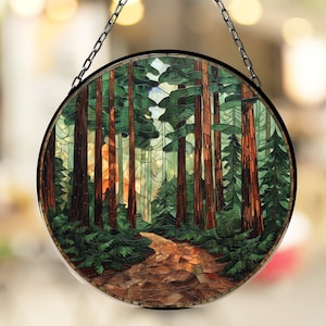 Redwood Forest Path Suncatcher for Window Decor Gift for Mothers Day Birthday Gift for Her Mom Mother Grandmother Daughter Son