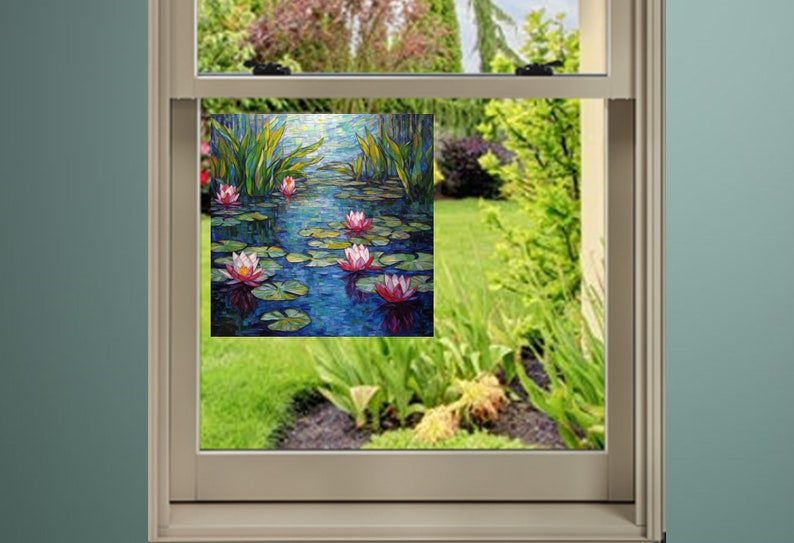 Modern Stained Glass Window Cling Rectangles Modern Stained Etsy