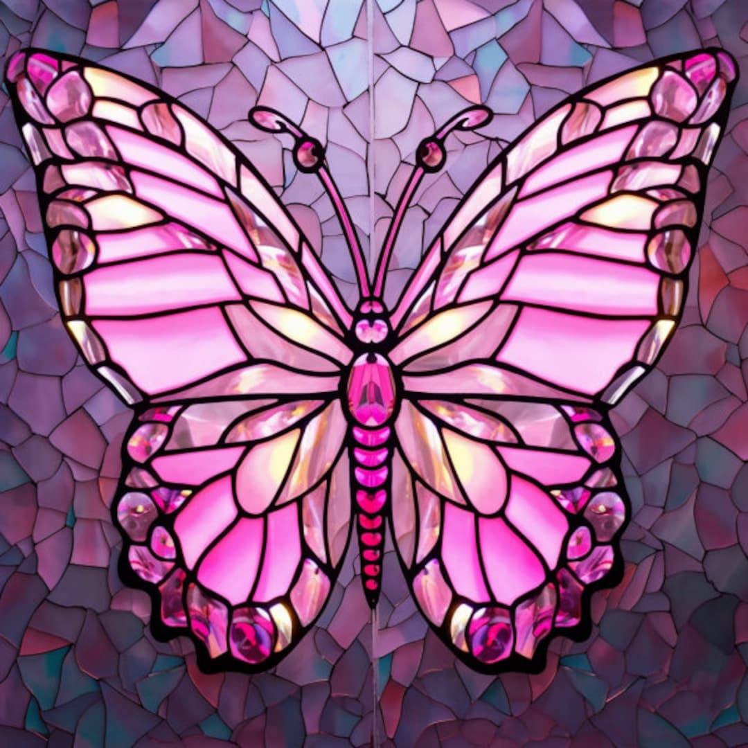 Pink Butterfly Stained Glass Window Cling Butterfly Pink Stained Glass