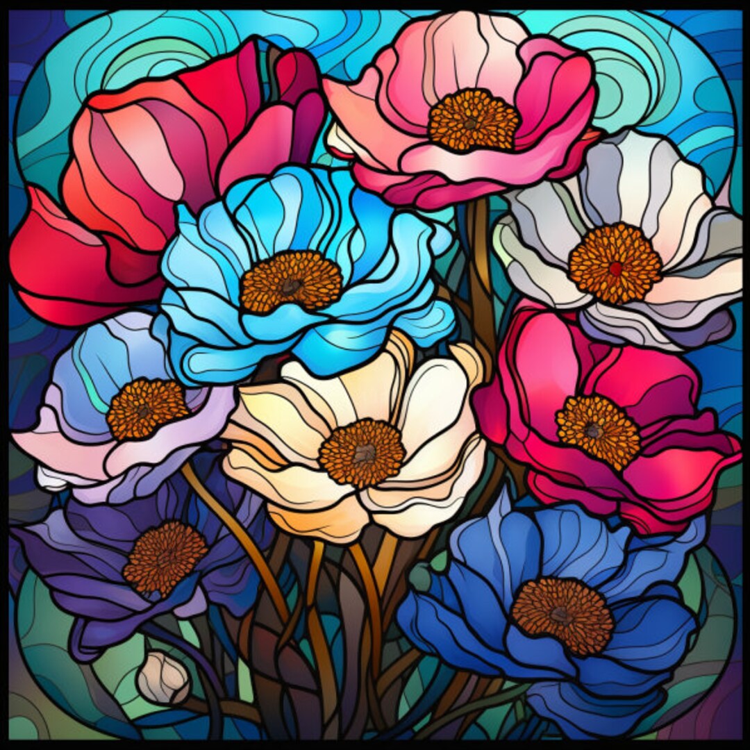 Anemone Stained Glass Window Cling Anemone Window Film Anemone Window
