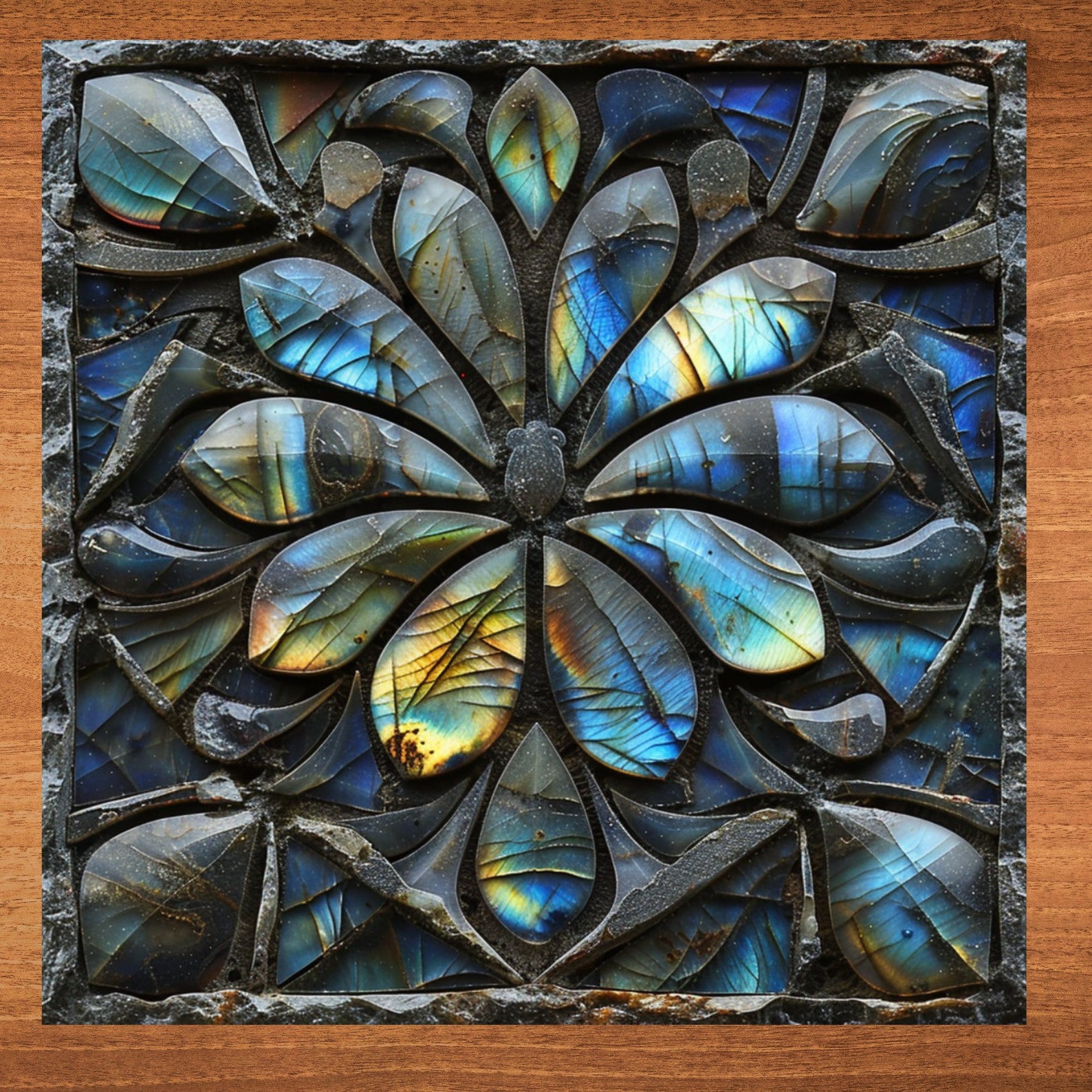 Labradorite Floral Pattern Ceramic Art Tile Decorative Glossy Tile for ...