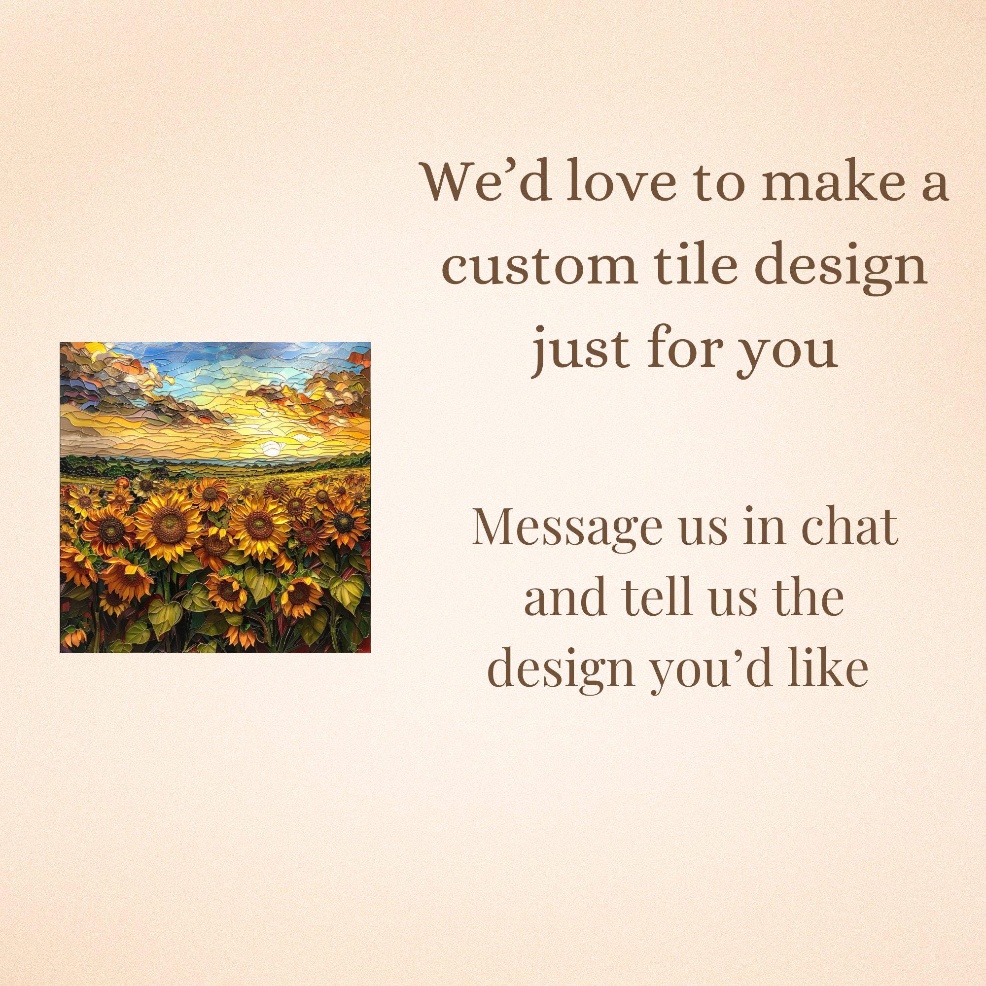 Sunflower field Ceramic Art Tile Stained Glass Look Glossy Bookshelf Book Nook Wall Decor Gift for Her Christmas