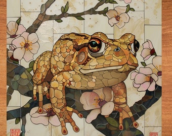 Toad Devilwood Stained Glass Look Art on Glossy Ceramic Decorative Tile Tileful Artful Mosaic Wall Decor