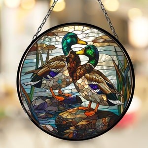 Mallard Ducks Suncatcher for Window Decor Gift for Mothers Day Birthday Gift for Her Mom Mother Grandmother Daughter Son