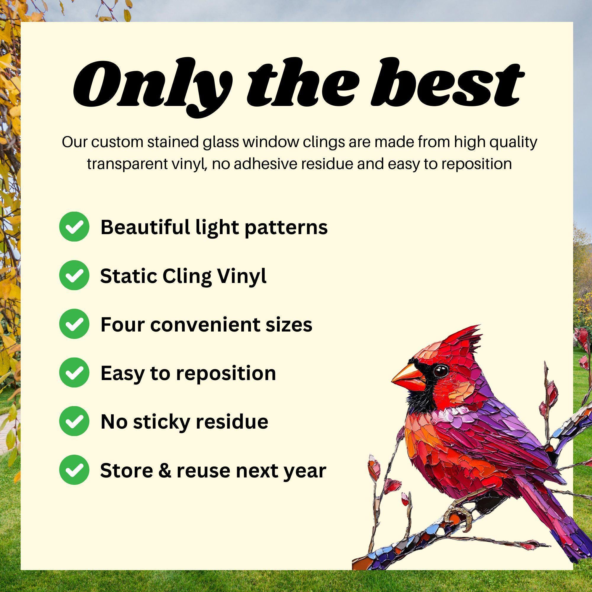 Northern Cardinal Window Cling Sticker Decal Window Film Gift for Bird ...