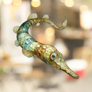 Pipefish Window Cling Stained Glass Look Decal Sticker Window Film No Adhesive Gift for Ocean Sea Creature Lover