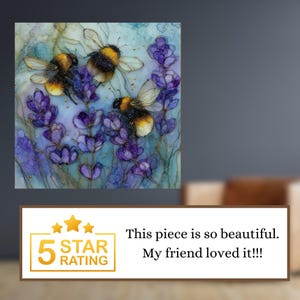 Bumblebee and Lavender Art Decor, Nature Inspired Wall Art, Bee Print, Lavender Flowers Painting, Botanical Home Decor, Gift for Friend