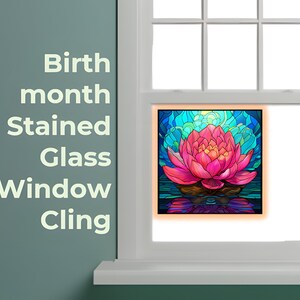 September Aster Birthflower Gift-for Her Birth Flower Stained Glass Window Cling for Mom Wife Friend Stained Glass Birth Month Flower Hers image 2