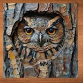 Owl in Hollow Tree Stained Glass Look Art on Glossy Ceramic Tile Decorative Gift Artful Mosaic Wall Decor