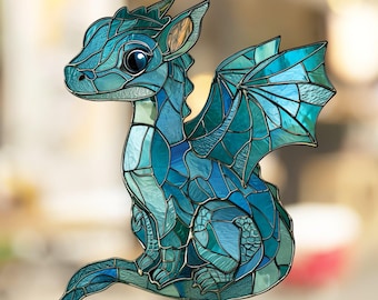 Dragon Stained Glass Window Cling Decal Sticker Window Film Dragoncore Gift for Him Her Fantasy Dragon Art