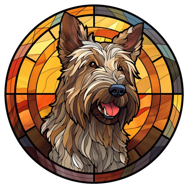 Berger Picard Stained Glass Window Cling Picardy Shepard Dog Lover Window Sticker Decal Film Decor Gift For Dog Owner