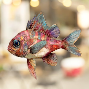 Cardinalfish Window Cling Stained Glass Look Decal Sticker Window Film No Adhesive Gift for Ocean Sea Creature Lover