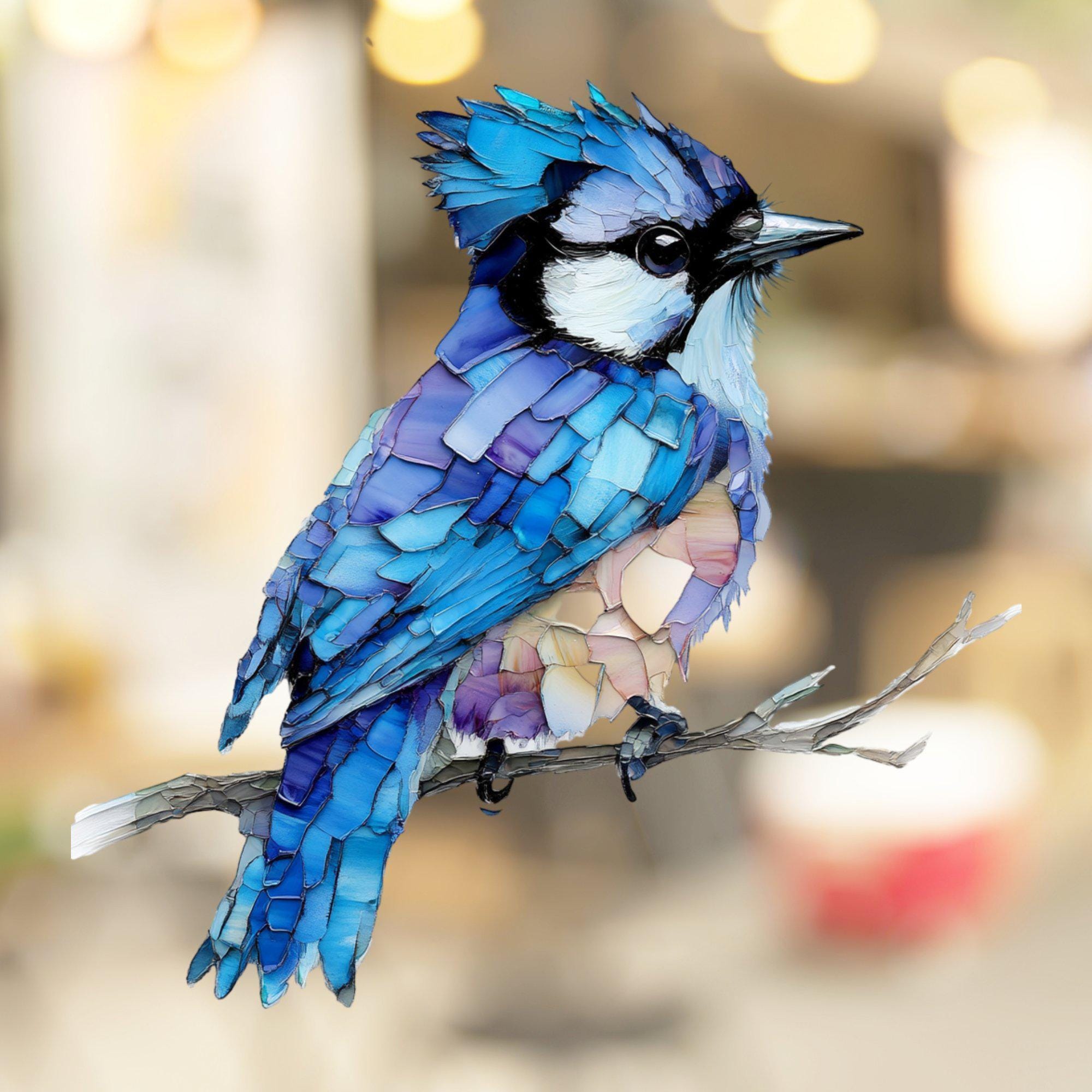 Blue Jay Window Cling Sticker Decal Window Film Gift for Bird Lovers Make Windows Bird Safe Decor