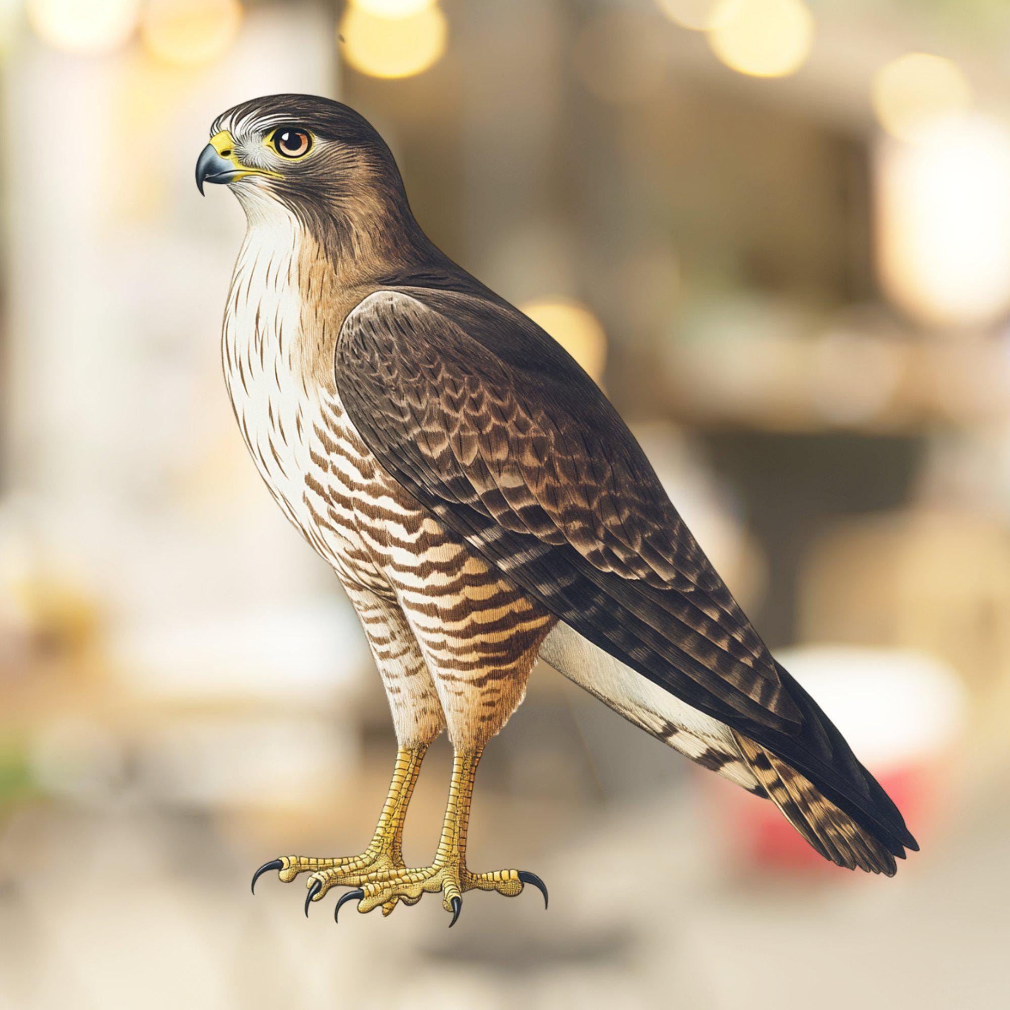 Coopers Hawk Window Cling Sticker Decal Window Film Gift for Bird Lovers Make Windows Bird Safe Decor