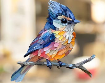 Tufted Titmouse Bird Window Cling No Adhesive, Easy to Place and Reuse Audubon Decor Gift for Bird Lover Decal Sticker Film