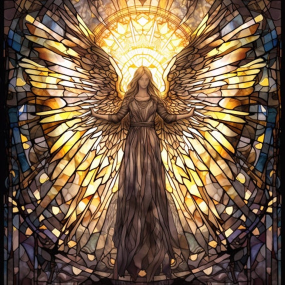 Angel Stained Glass Window Cling Religious Art Christian Art Faux