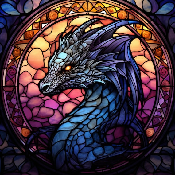 Ferocious Dragon Stained Glass