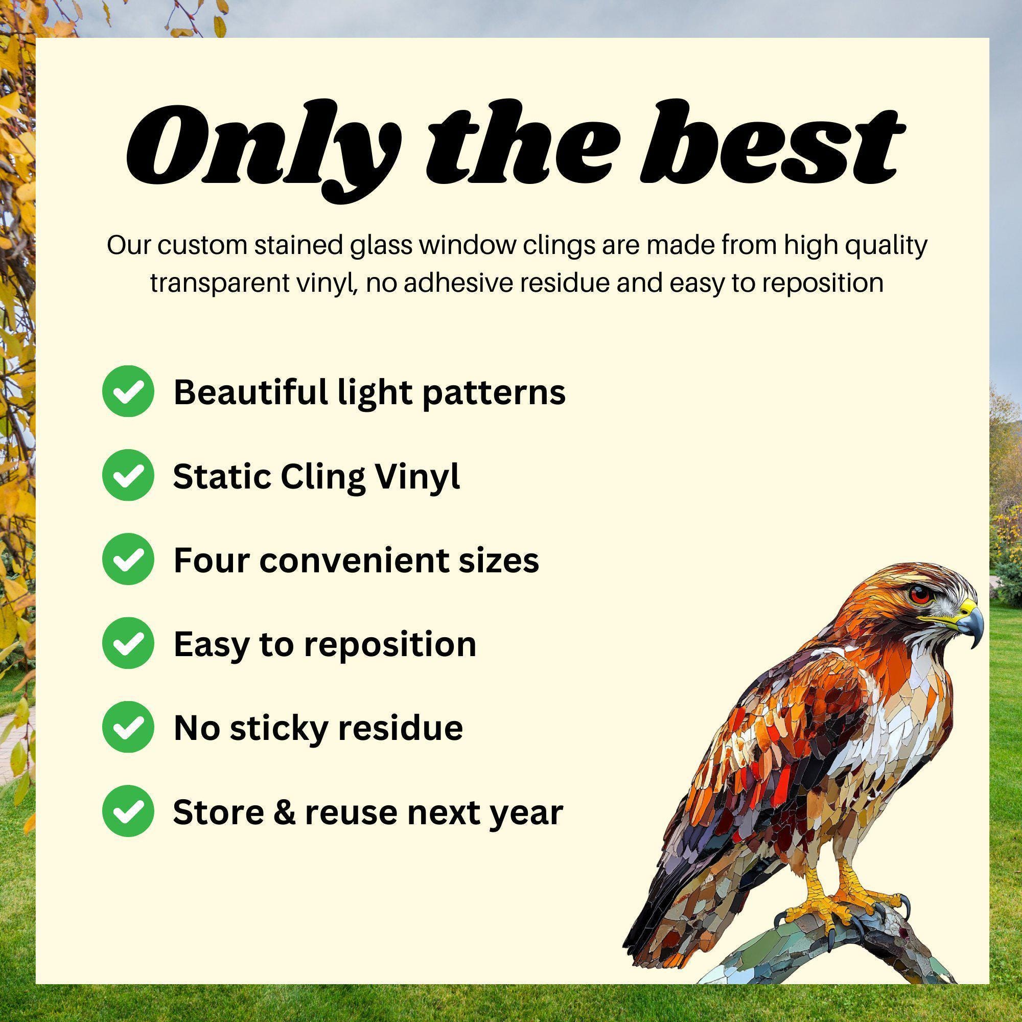 Window Hawk Red-tailed Hawk Window Cling Sticker Decal Window Film Gift for Bird ...