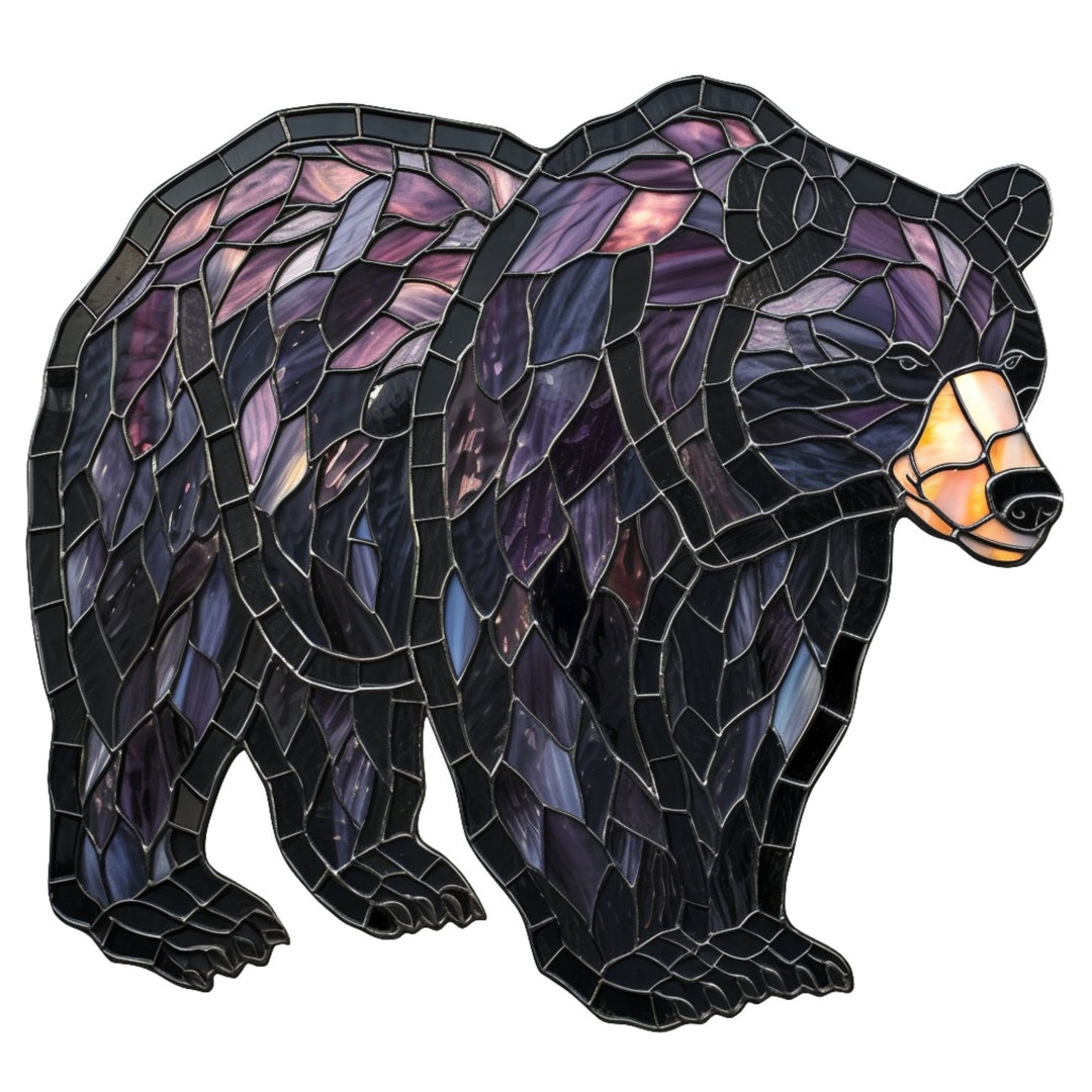 Black Bear Stained Glass Window Cling Window Sticker Decal Film With ...