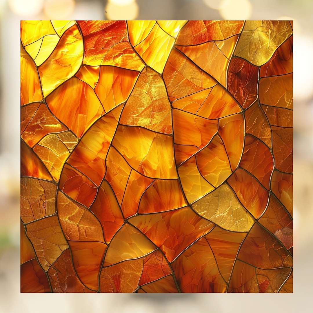 Saffron Color Sticker Saffron Spice Stained Glass Window Cling Gothic Decor Sticker Decal ...