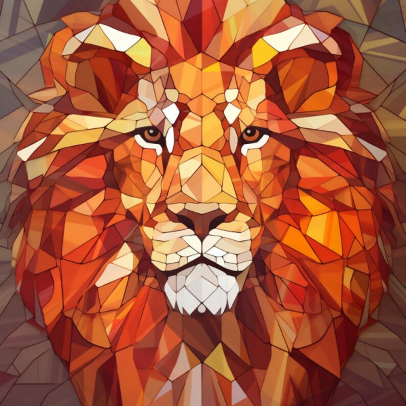 Lion Stained Glass Window Cling Lion Stained Glass Window Film Etsy