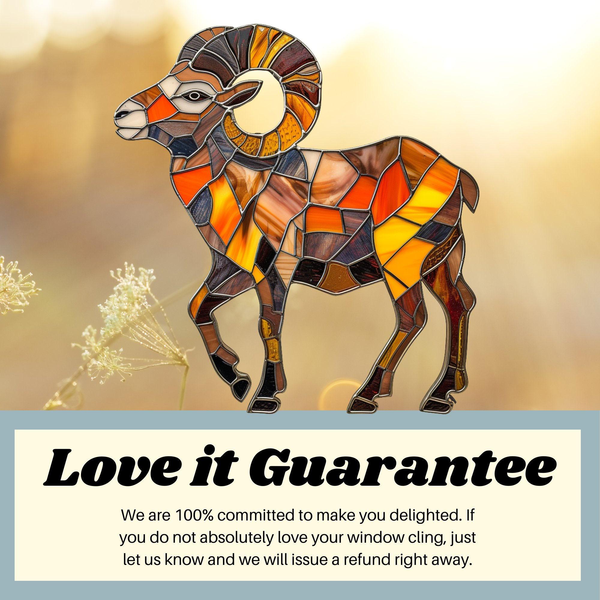 Sheep Window Display Bighorn Sheep Stained Glass Window Cling Window Sticker Decal Film With ...
