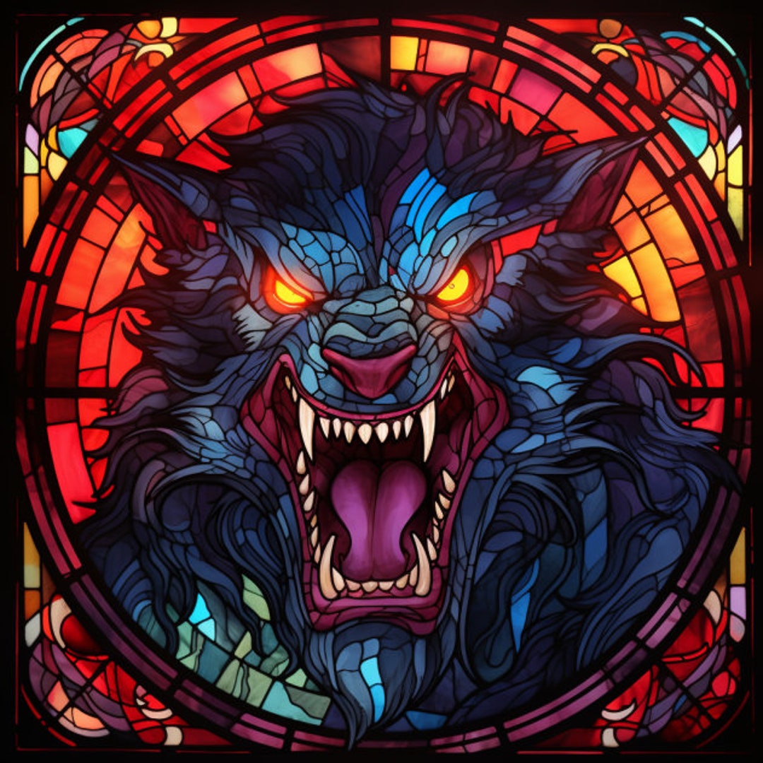 Werewolf Stained Glass Window Cling Werewolf Window Film Etsy