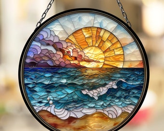 Gentle Waves on the Beach Suncatcher for Window Decor Gift for Mothers Day Birthday Gift for Her Mom Mother Grandmother Daughter Son