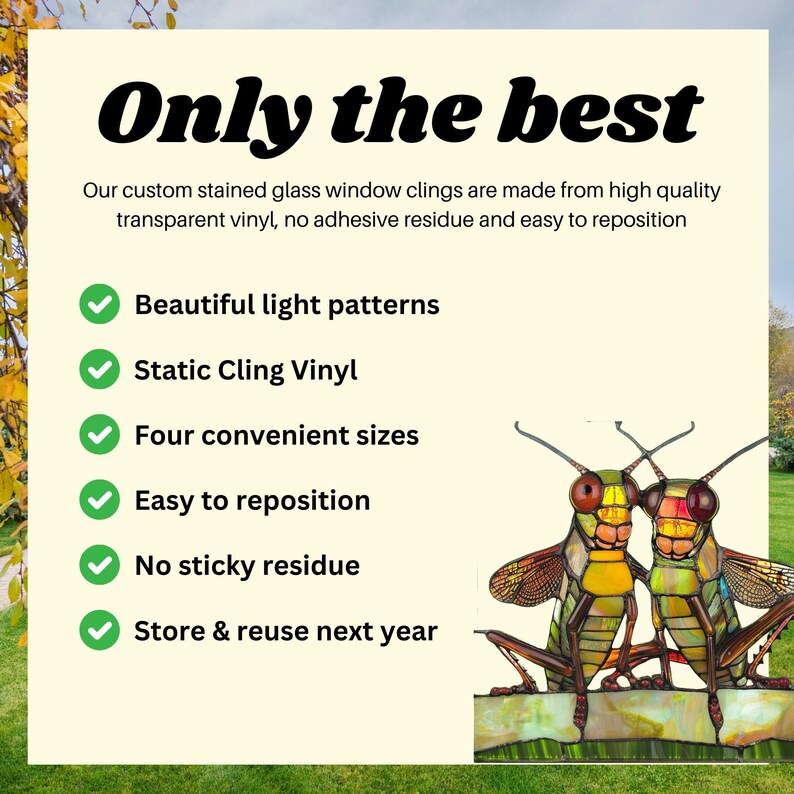 Crickets Adorable Stained Glass Window Cling Sticker Decal Vinyl Window ...
