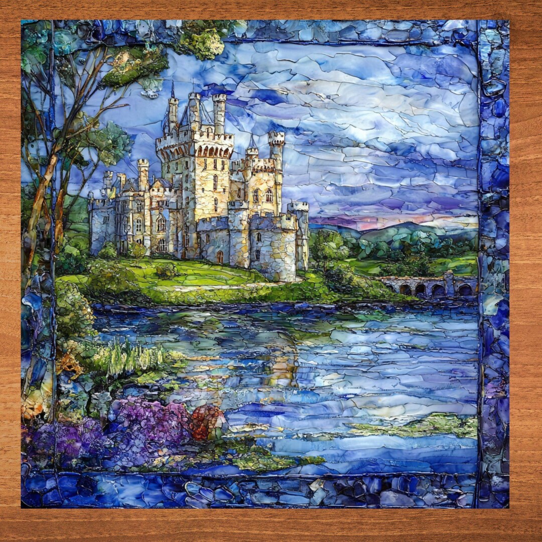 Ashford Castle Castle Decor Ceramic Art Tile for Book Nook Bookshelf ...